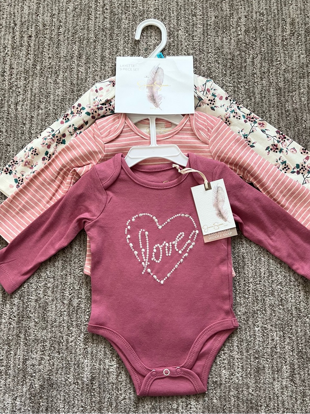 NWT Jessica Simpson Girls Bodysuit 3 Pack Size 3/6 Months